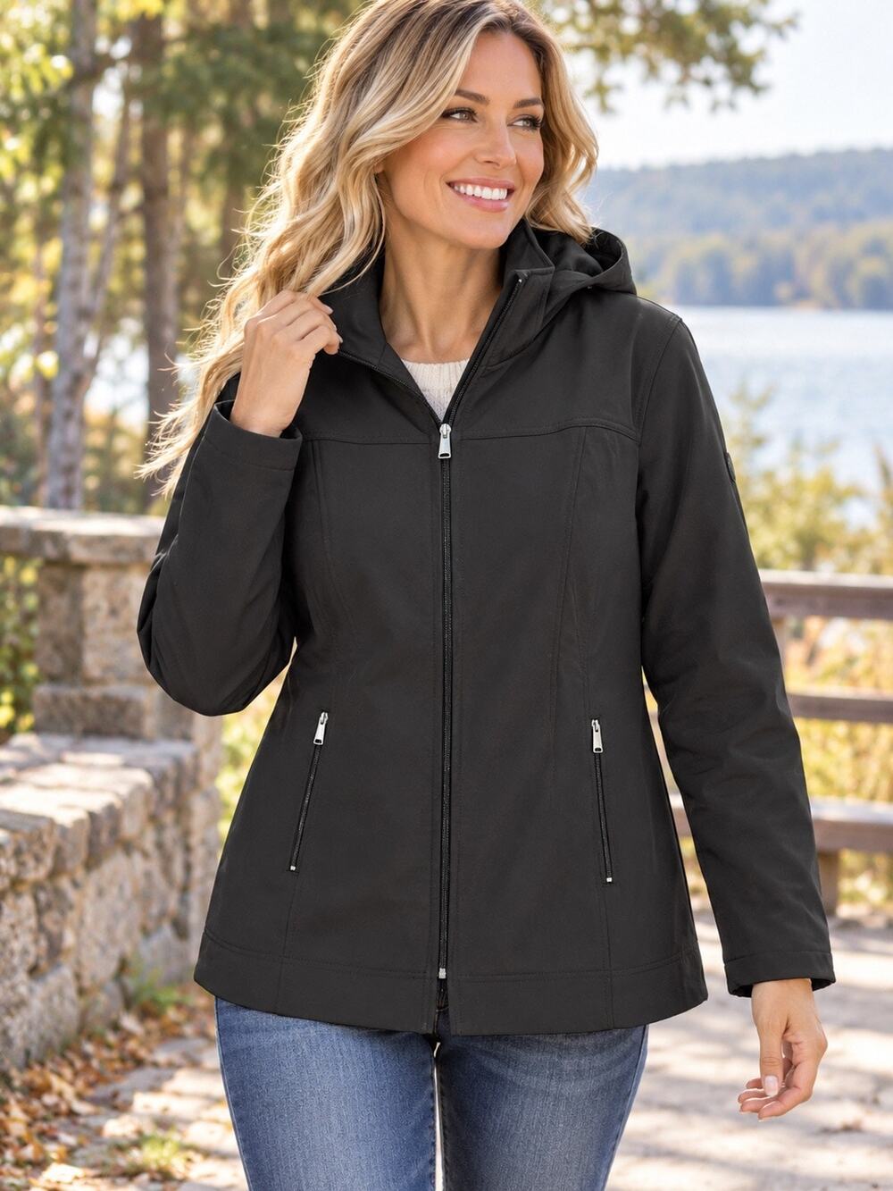 NWT Andrew Marc Weatherproof Hooded Black Jacket XXL
